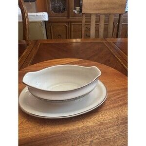 Vintage Chatham Fine China Gravy Boat Platinum Rimmed
